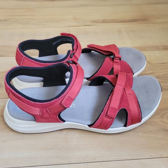 Clarks Womens Solan Drift Hook & Loop Strap Sandals Red Size 9.5 - Picture 3 of 11